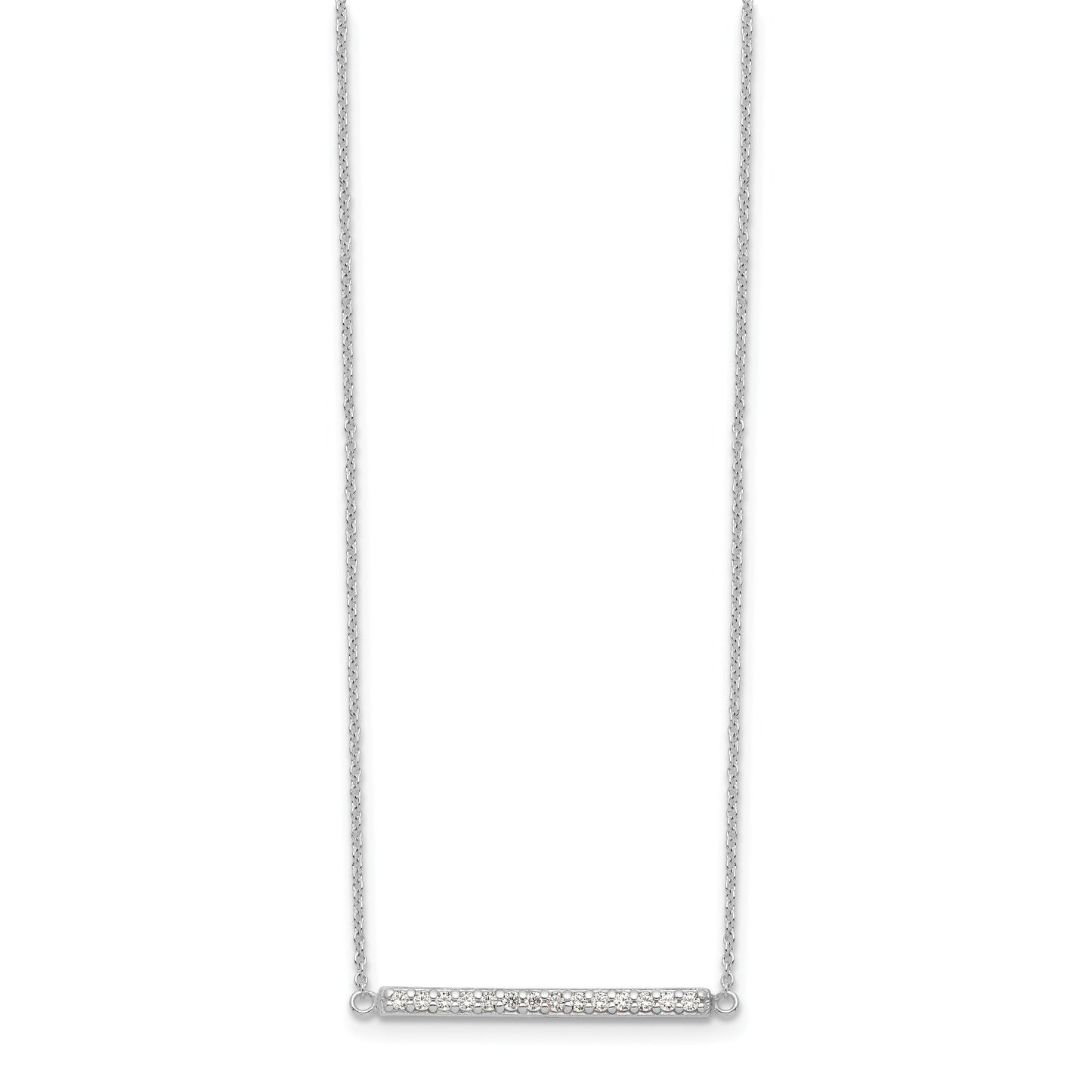 Sterling Silver CZ Bar Necklace