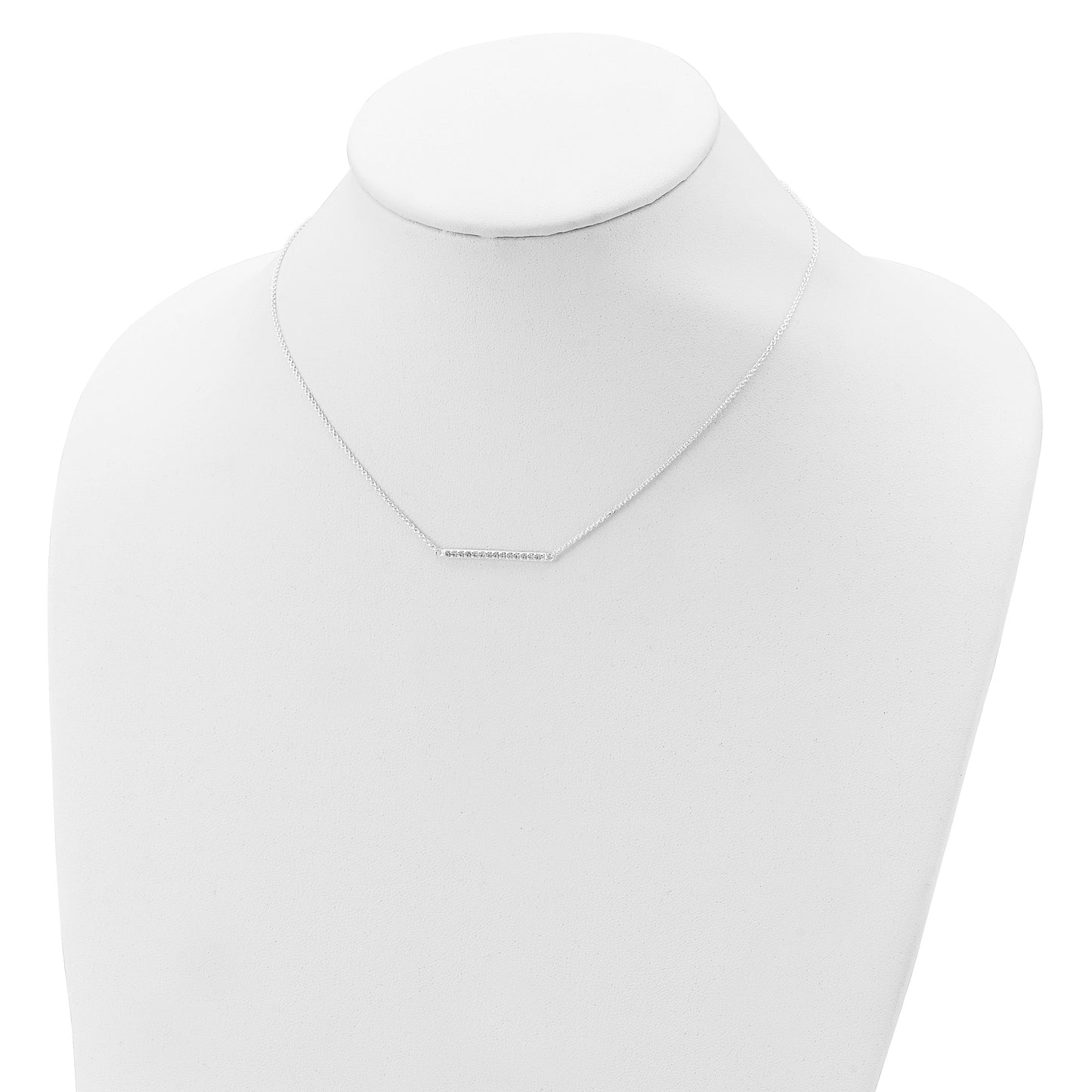 Sterling Silver CZ Bar Necklace