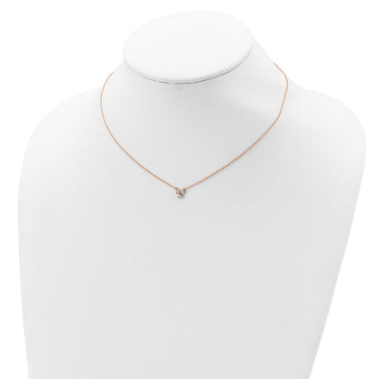 Sterling Silver Rose-tone 3-CZ w/ 2in ext Necklace