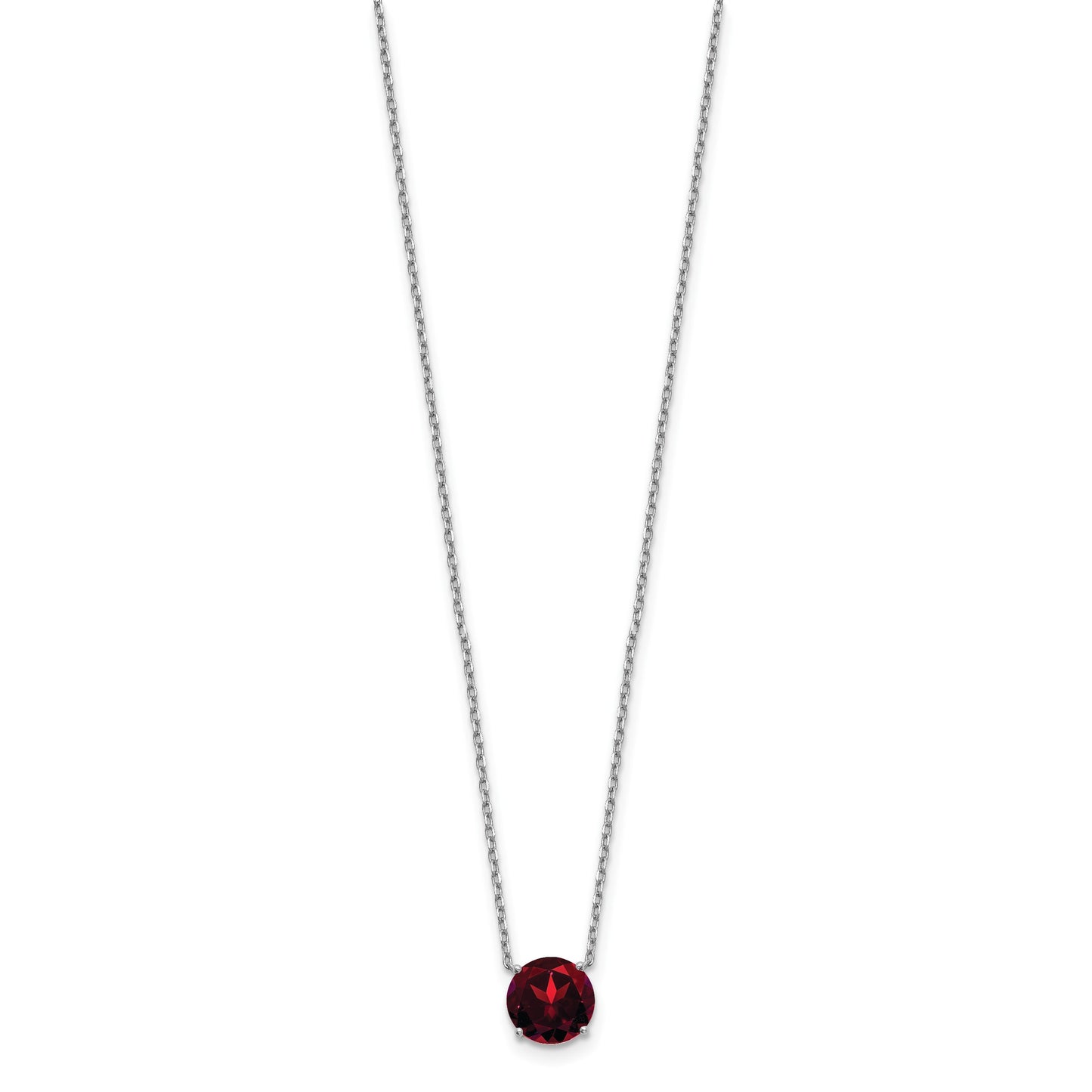 Sterling Silver Rhodium-plated Burgundy Red Crystal 16.5 inch Necklace with 2 inch extension