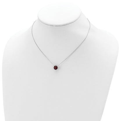 Sterling Silver Rhodium-plated Burgundy Red Crystal 16.5 inch Necklace with 2 inch extension