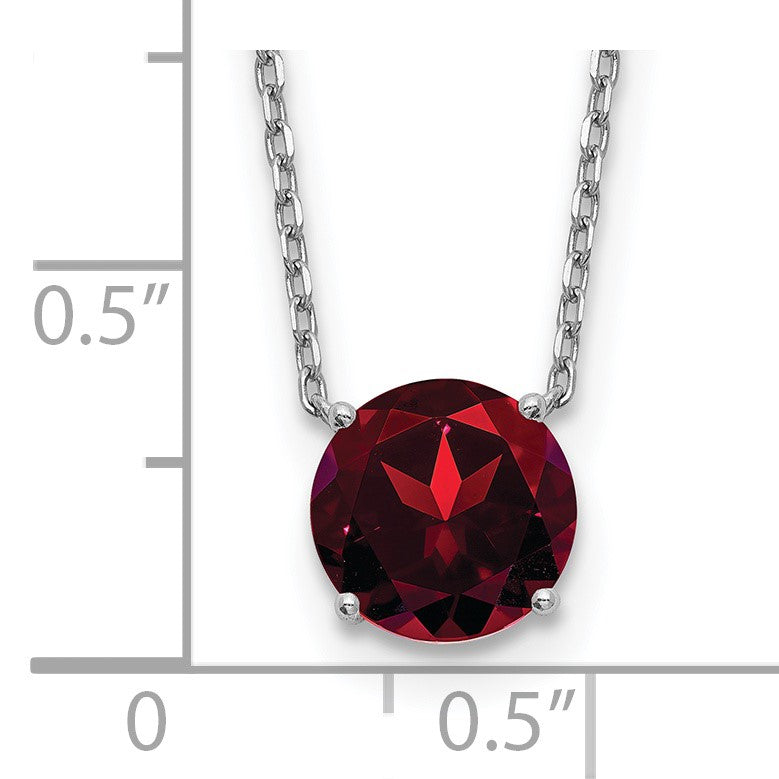 Sterling Silver Rhodium-plated Burgundy Red Crystal 16.5 inch Necklace with 2 inch extension