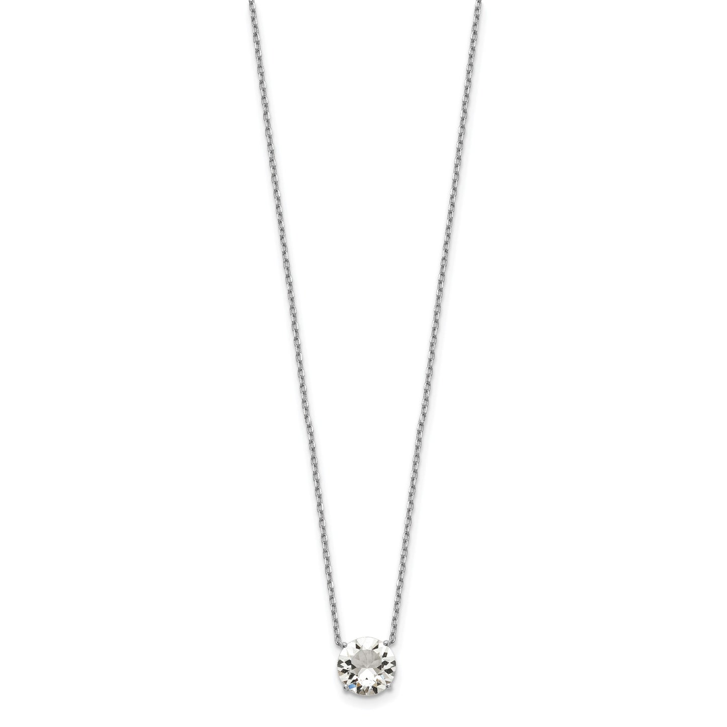 Sterling Silver Rhodium-plated Crystal 16.5 inch Necklace with 2 inch extension