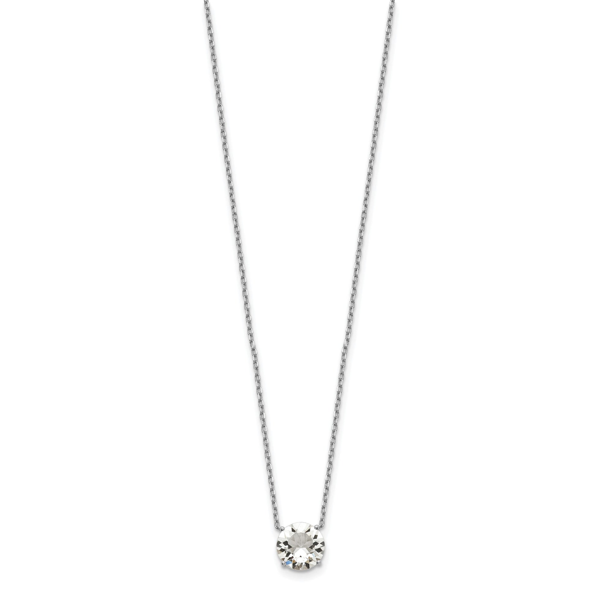 Sterling Silver Rhodium-plated Crystal 16.5 inch Necklace with 2 inch extension