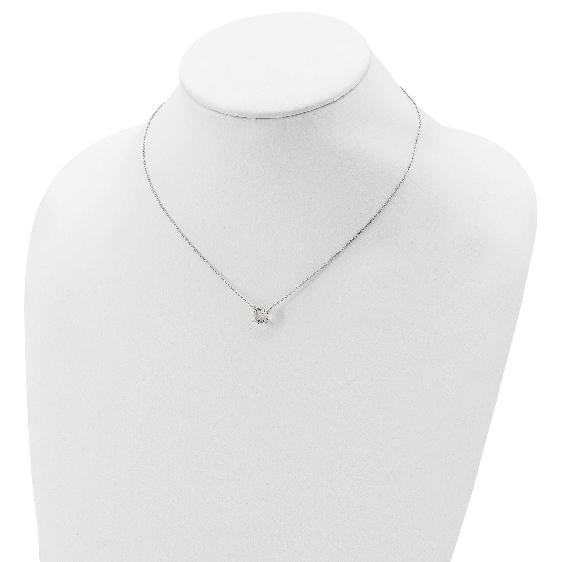 Sterling Silver Rhodium-plated Crystal 16.5 inch Necklace with 2 inch extension