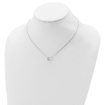 Sterling Silver Rhodium-plated Crystal 16.5 inch Necklace with 2 inch extension