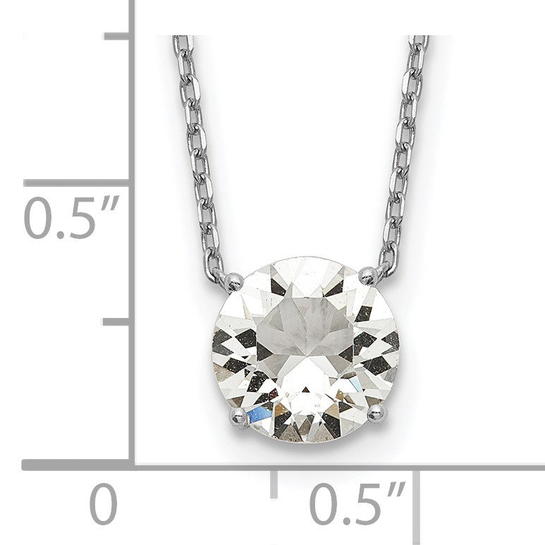 Sterling Silver Rhodium-plated Crystal 16.5 inch Necklace with 2 inch extension