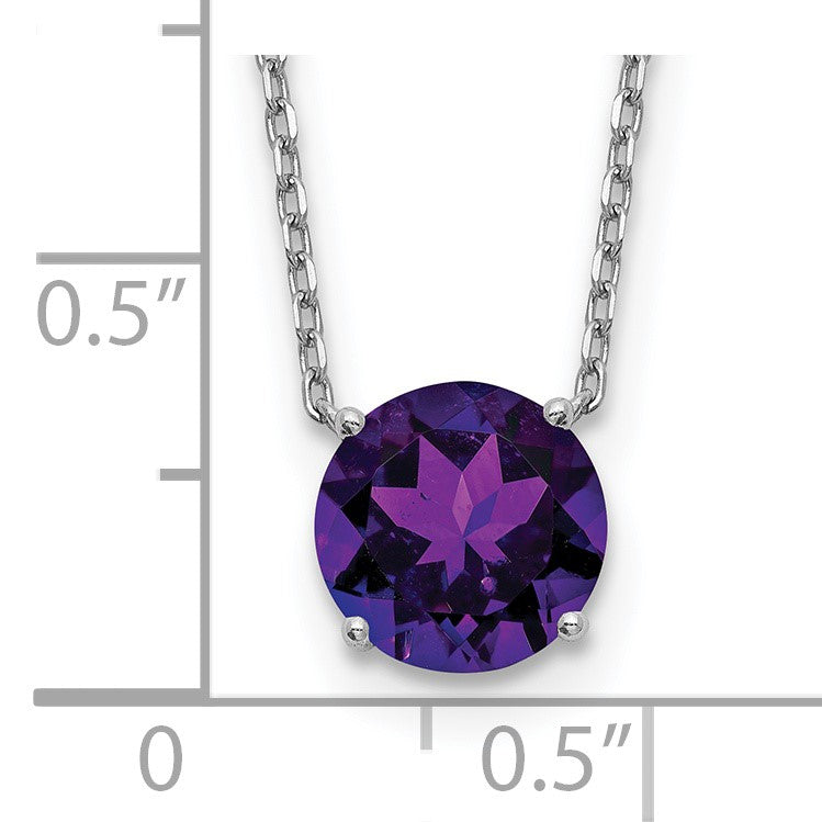 Sterling Silver Rhodium-plated Purple Crystal 16.5 inch Necklace with 2 inch extension