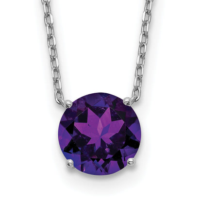 Sterling Silver Rhodium-plated Purple Crystal 16.5 inch Necklace with 2 inch extension