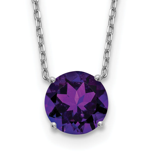 Sterling Silver Rhodium-plated Purple Crystal 16.5 inch Necklace with 2 inch extension
