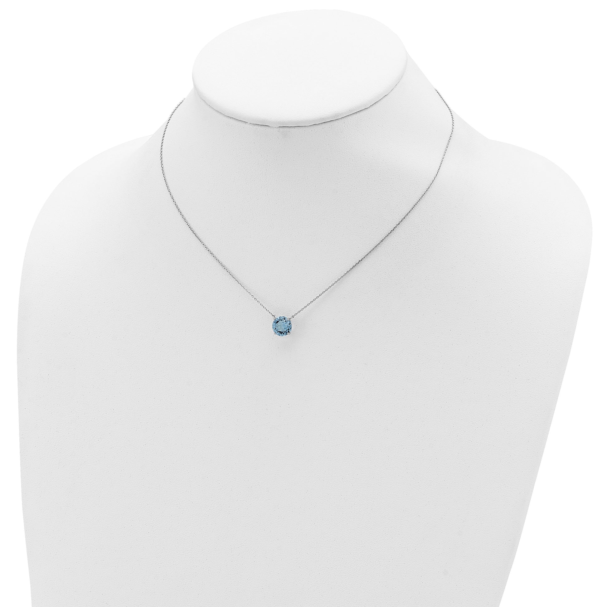 Sterling Silver Rhodium-plated Blue Crystal 16.5 inch Necklace with 2 inch extension