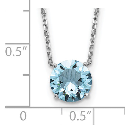 Sterling Silver Rhodium-plated Blue Crystal 16.5 inch Necklace with 2 inch extension