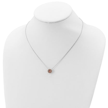 Sterling Silver RH-pltd Rose-tone Moving Pink CZ w/2in ext Necklace