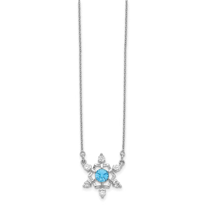 Sterling Silver RH-plated Crystal Snowflake w/2in ext Necklace