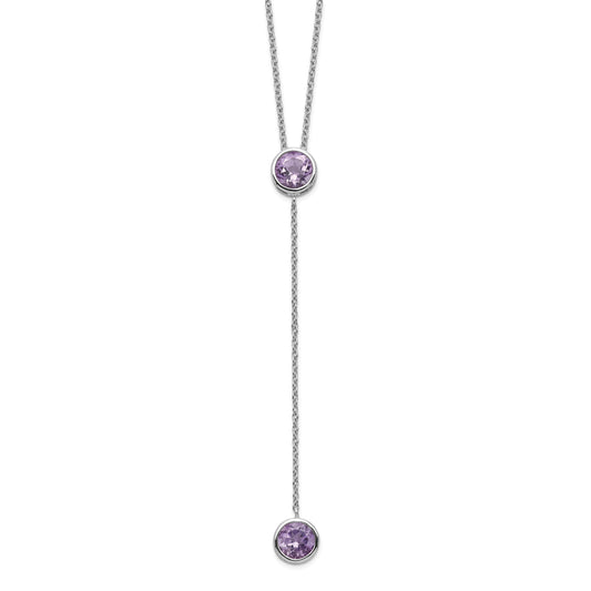 Sterling Silver Rhodium-plated Amethyst w/ 2in ext. Y-Necklace