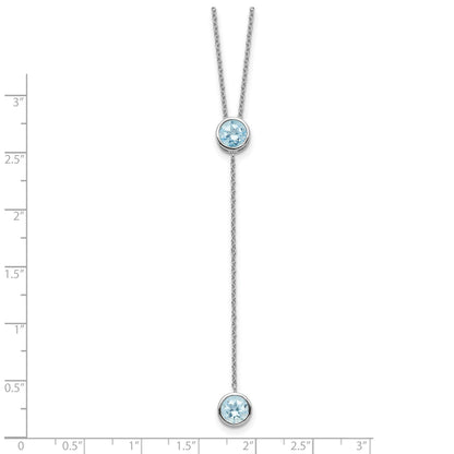Sterling Silver Rhodium-plated Blue Topaz w/ 2in ext. Y-Necklace