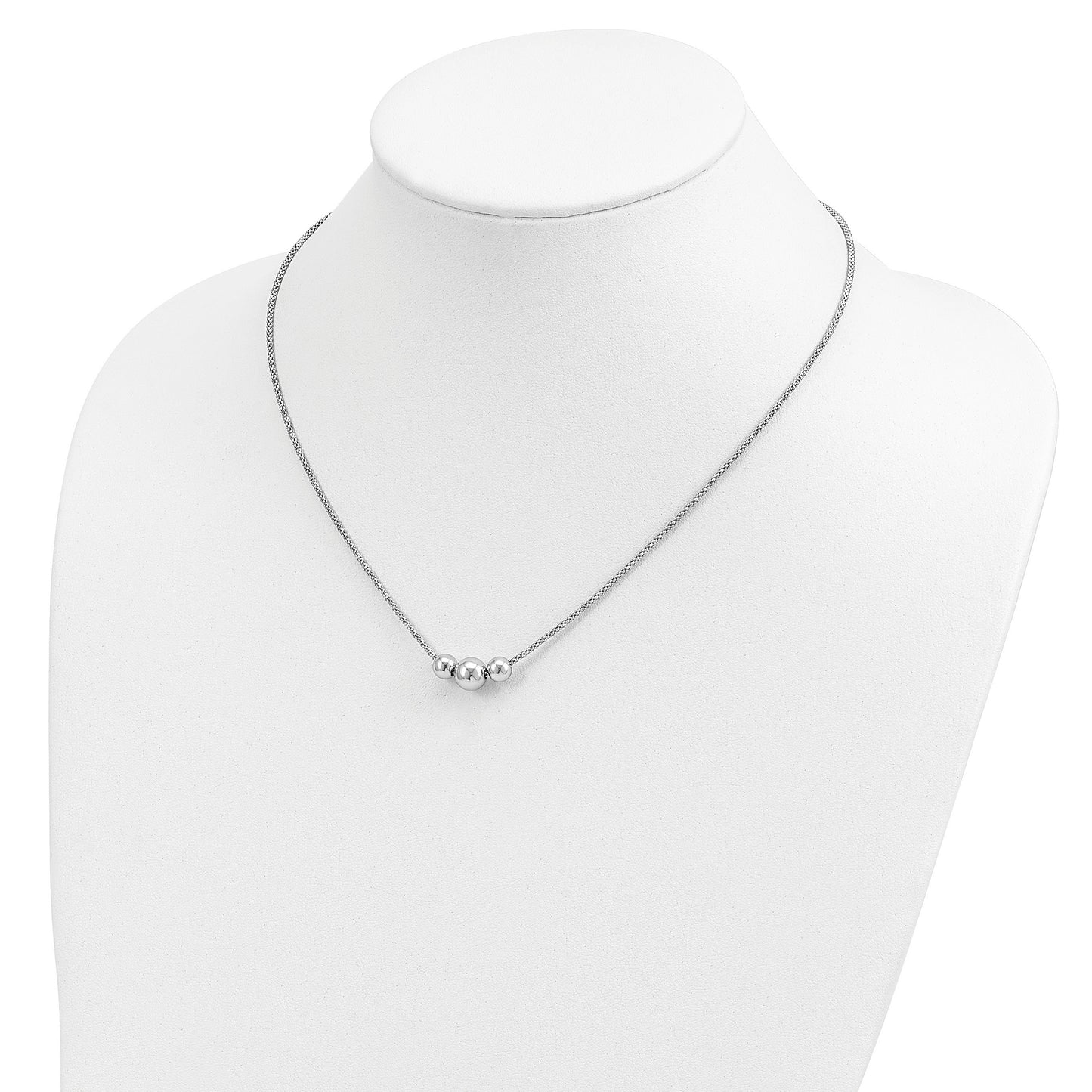 Sterling Silver Polished Bead Fancy Link Necklace