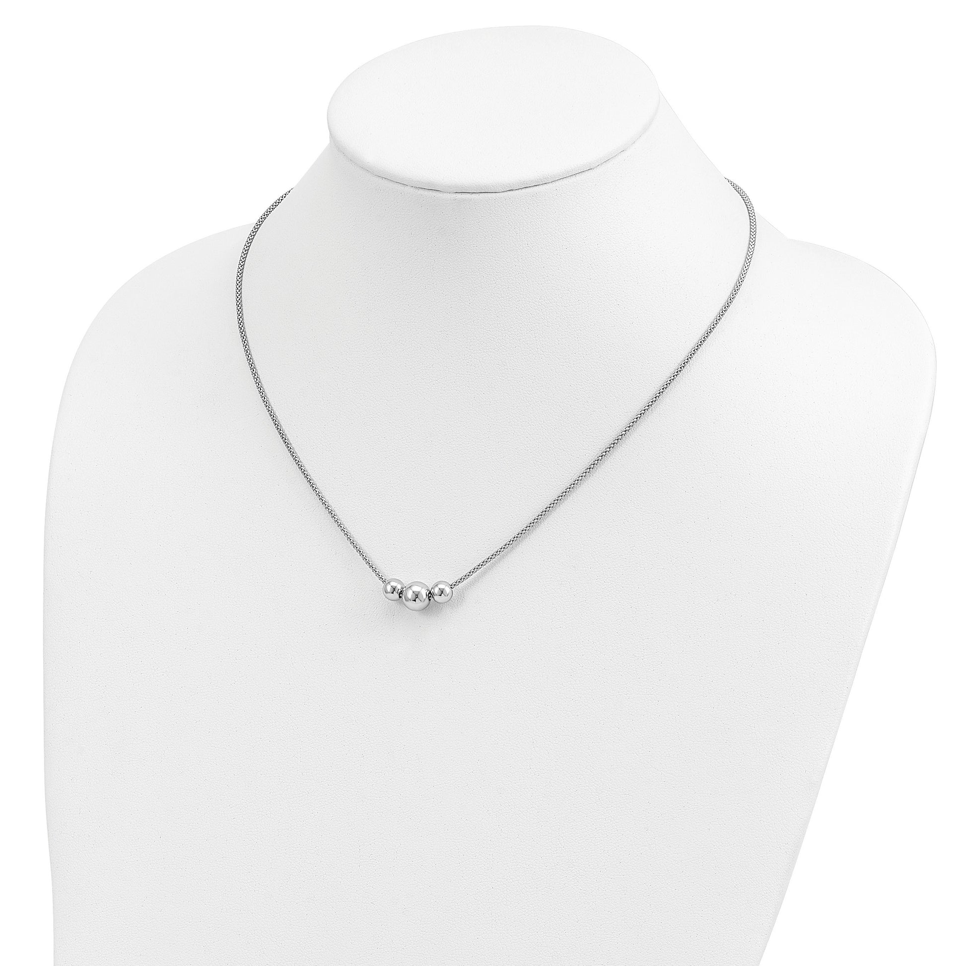 Sterling Silver Polished Bead Fancy Link Necklace