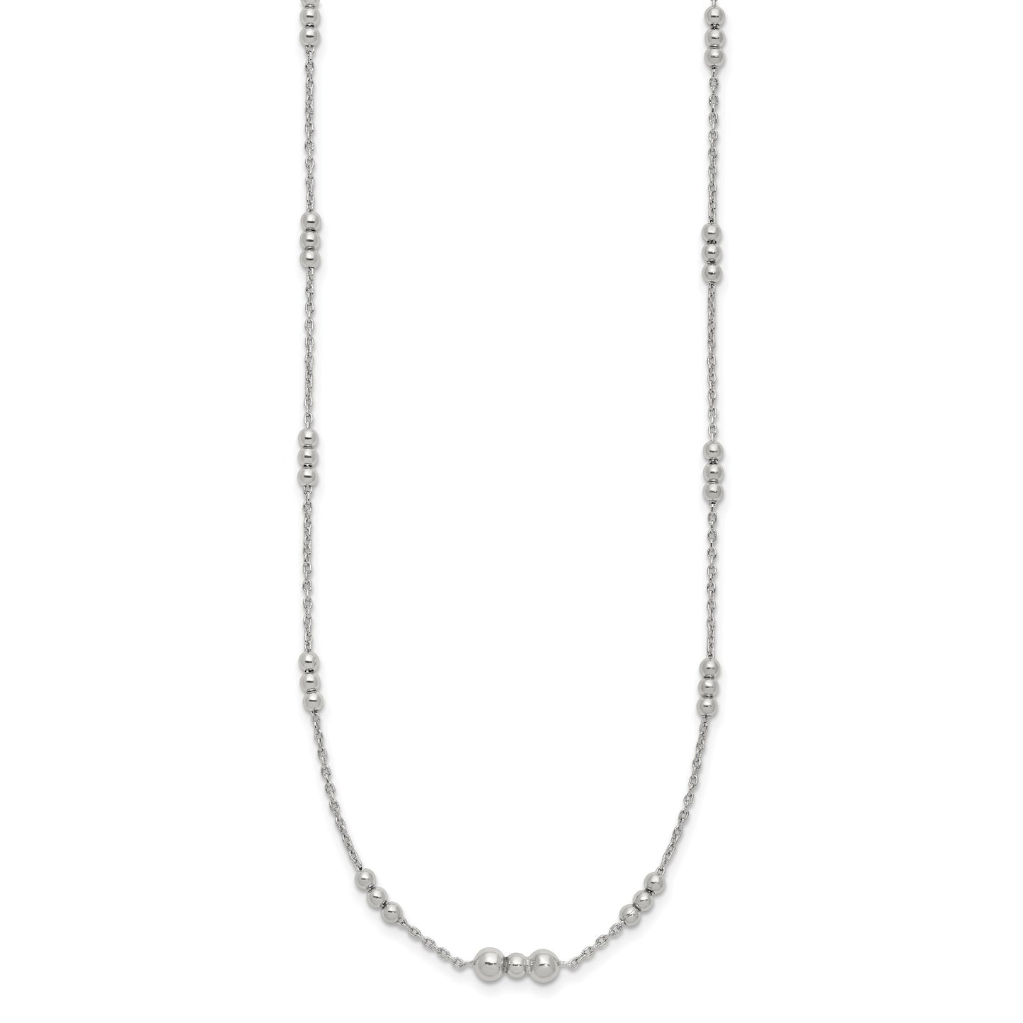Sterling Silver Polished Beaded Necklace