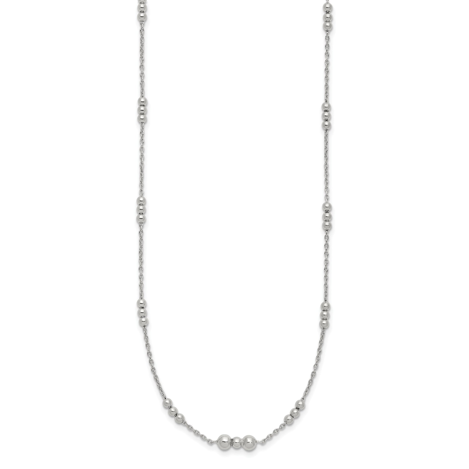 Sterling Silver Polished Beaded Necklace