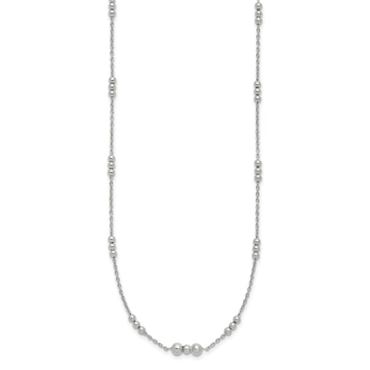 Sterling Silver Polished Beaded Necklace