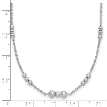 Sterling Silver Polished Beaded Necklace