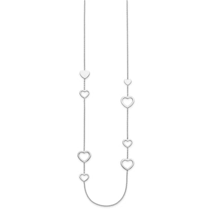 Sterling Silver Polished Open Hearts 24 inch Necklace