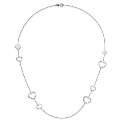 Sterling Silver Polished Open Hearts 24 inch Necklace