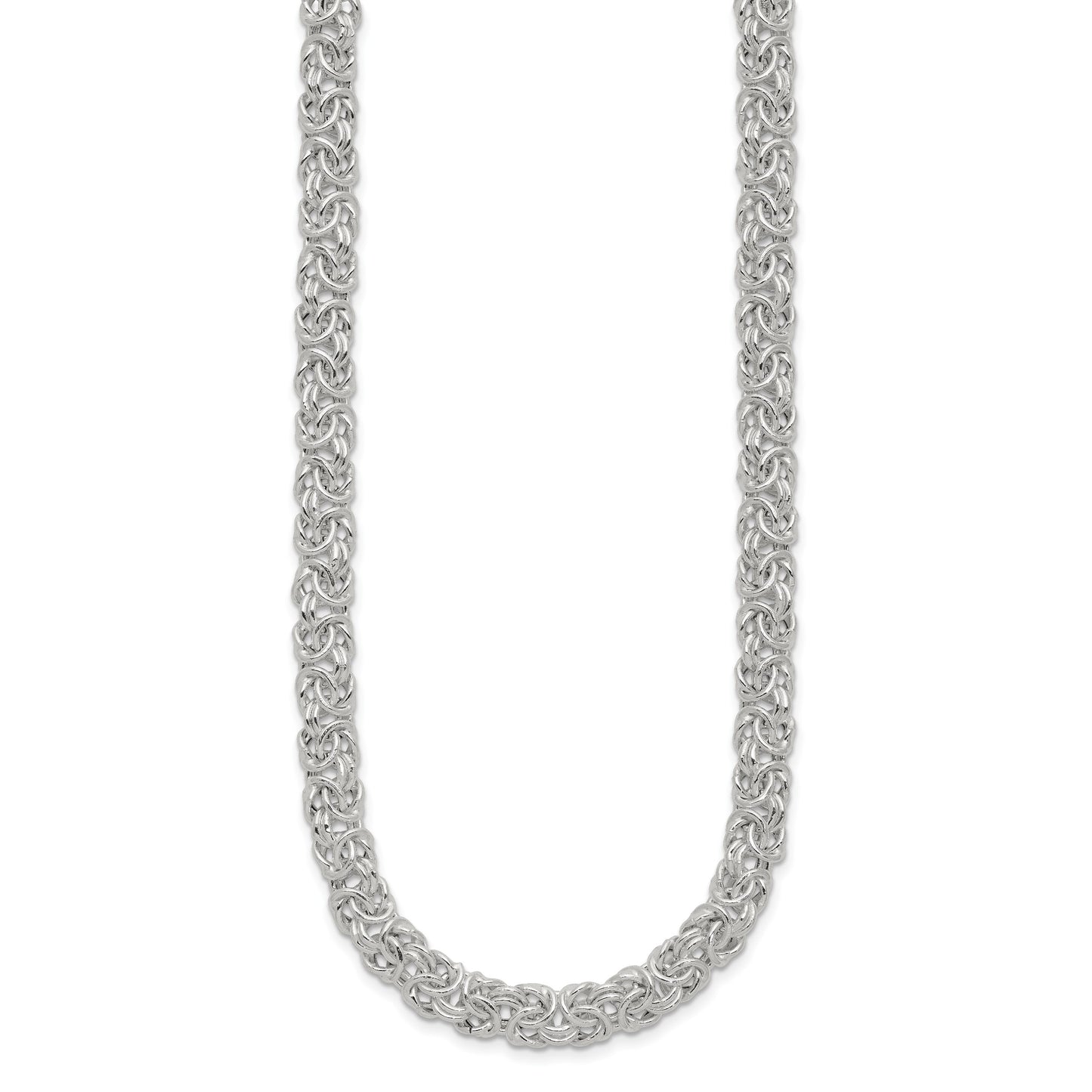 Sterling Silver Polished Byzantine Link Necklace