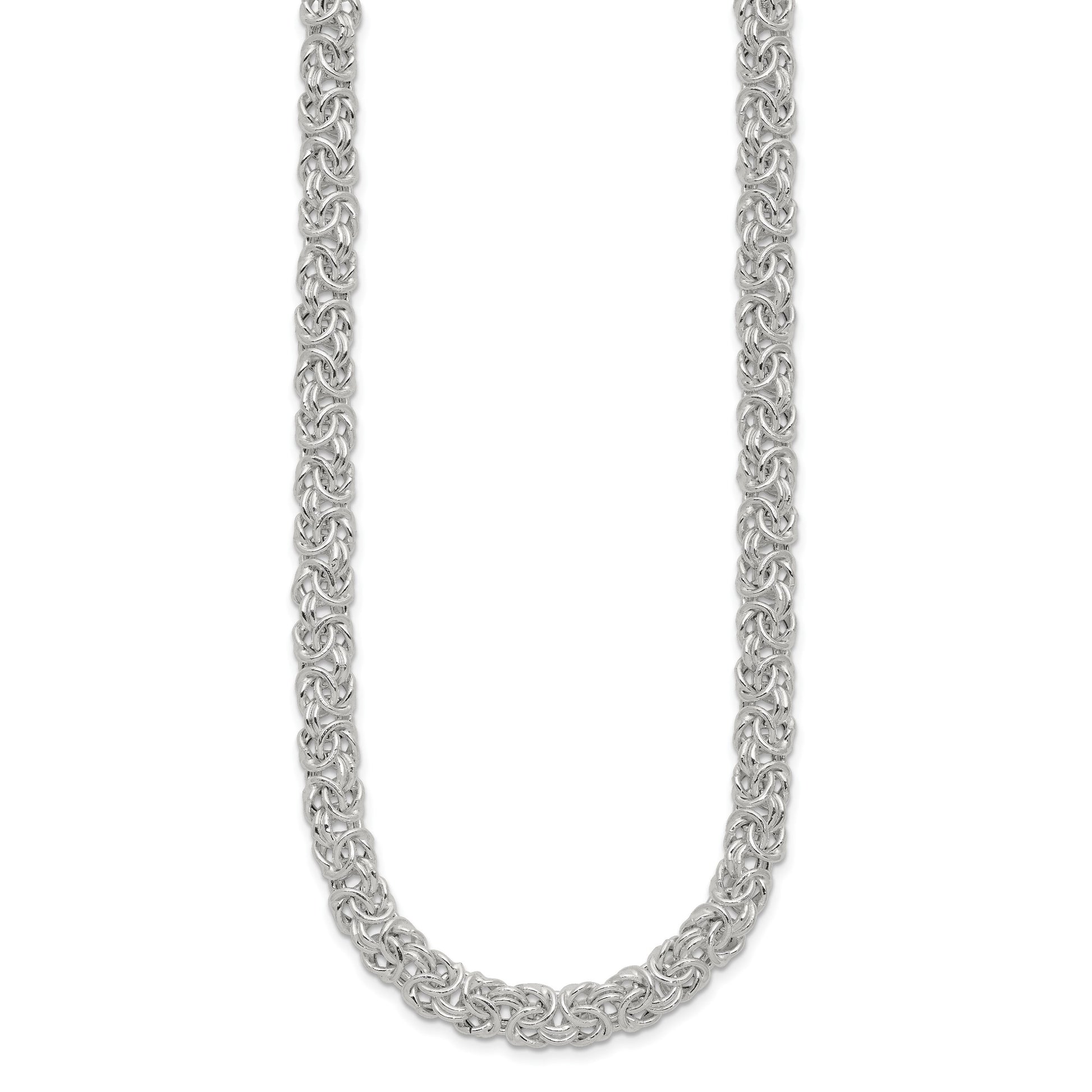 Sterling Silver Polished Byzantine Link Necklace