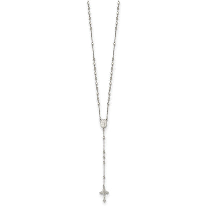 Sterling Silver Beaded Rosary18 inch Necklace with1.25 inch extension