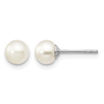 Sterling Silver Madi K Rhodium-plated 5-6mm White Semi-Round Freshwater Cultured Pearl 12 inch Necklace, 4 inch Bracelet & Post Earrings Set