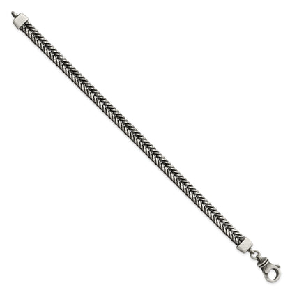 Sterling Silver Brushed Antiqued Wheat Chain Bracelet