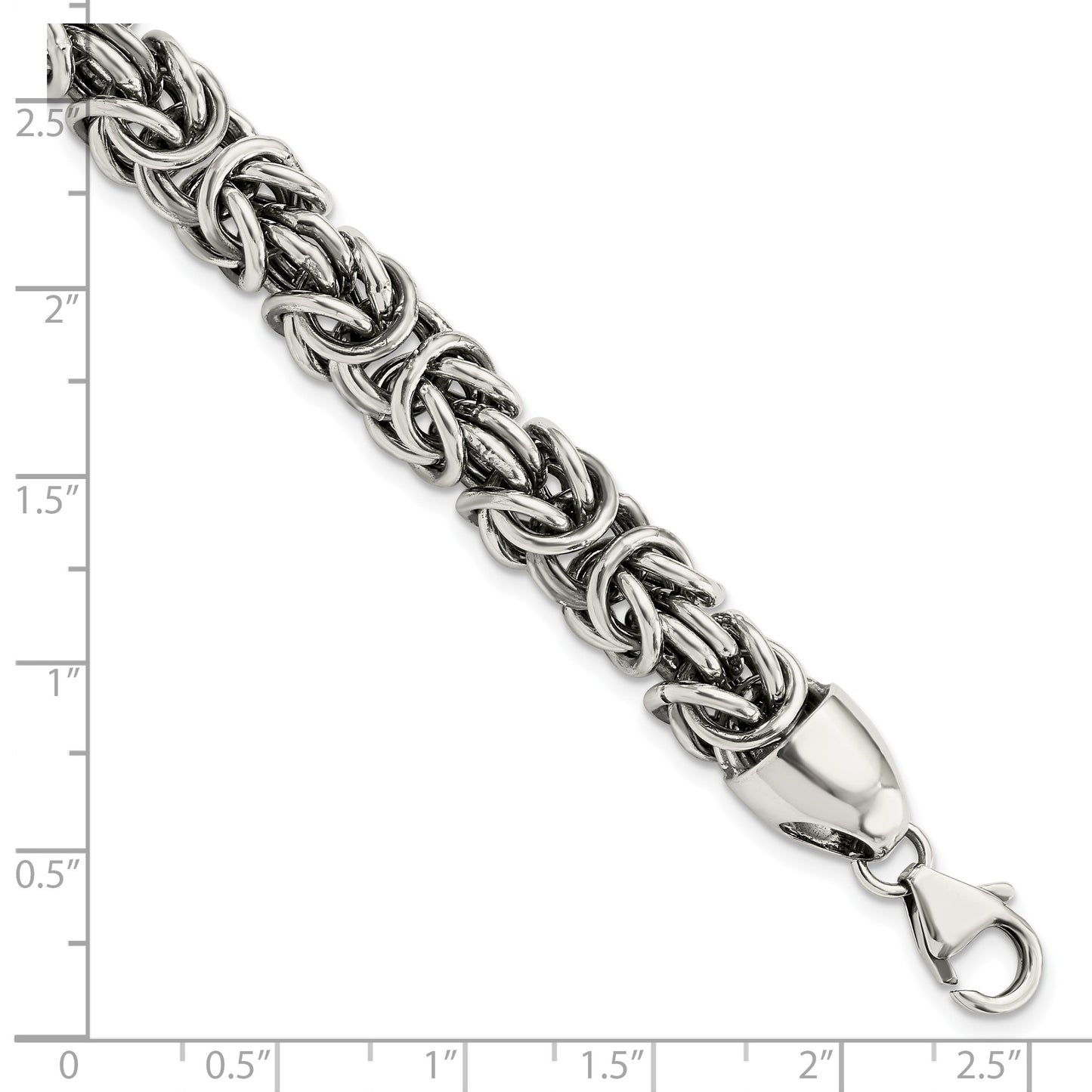 Sterling Silver Polished & Antiqued 8.5in Byzantine Bracelet