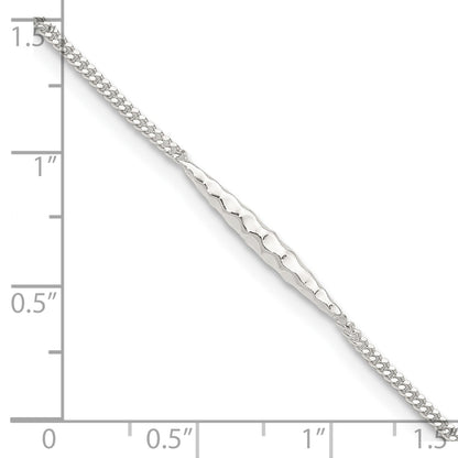 Sterling Silver Textured Bar 9 inch Plus 1 inch Extender - Total 10 inch Anklet