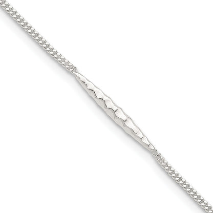 Sterling Silver Textured Bar 9 inch Plus 1 inch Extender - Total 10 inch Anklet