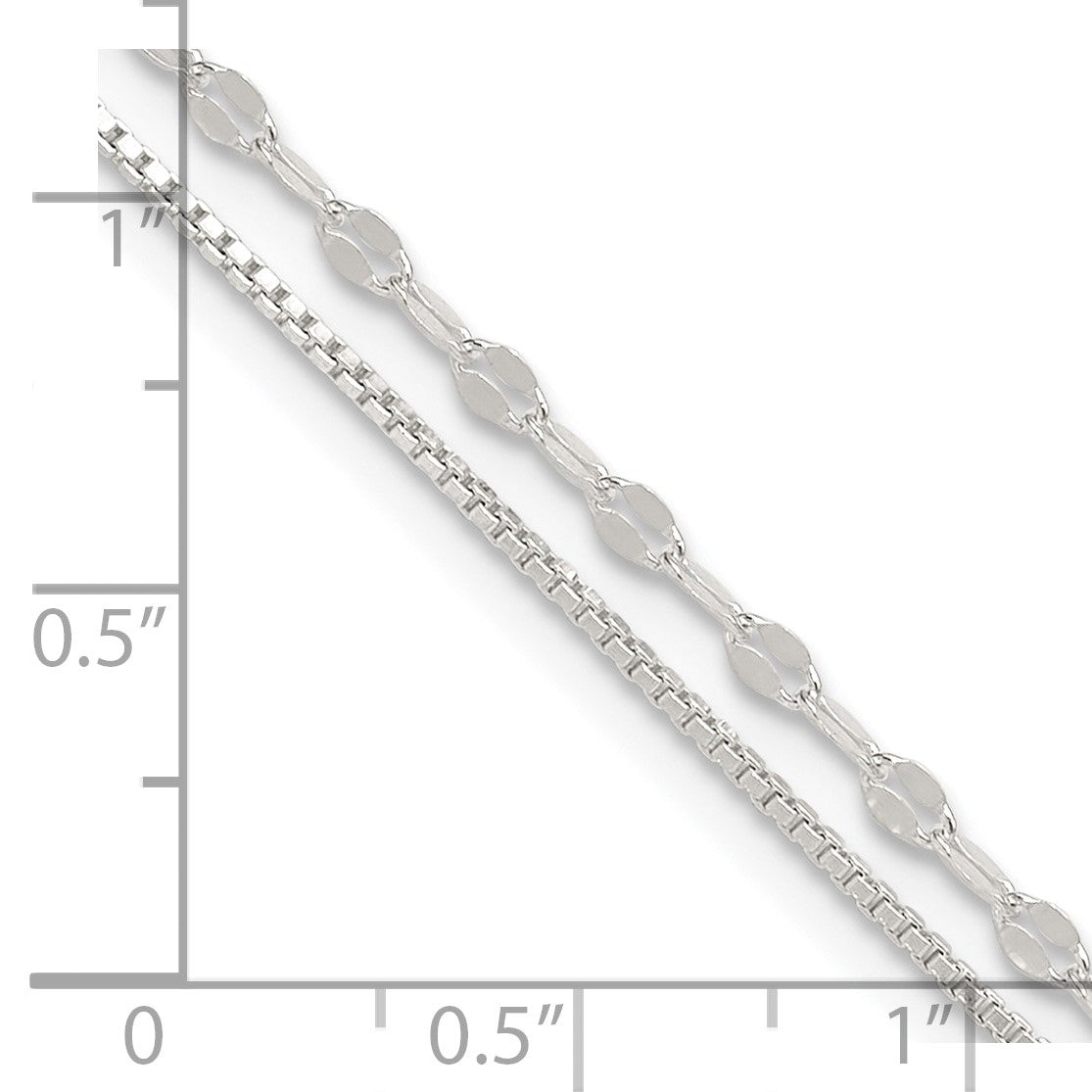 Sterling Silver 2-Strand 9 inch Plus 1 inch Extender - Total 10 inch Anklet