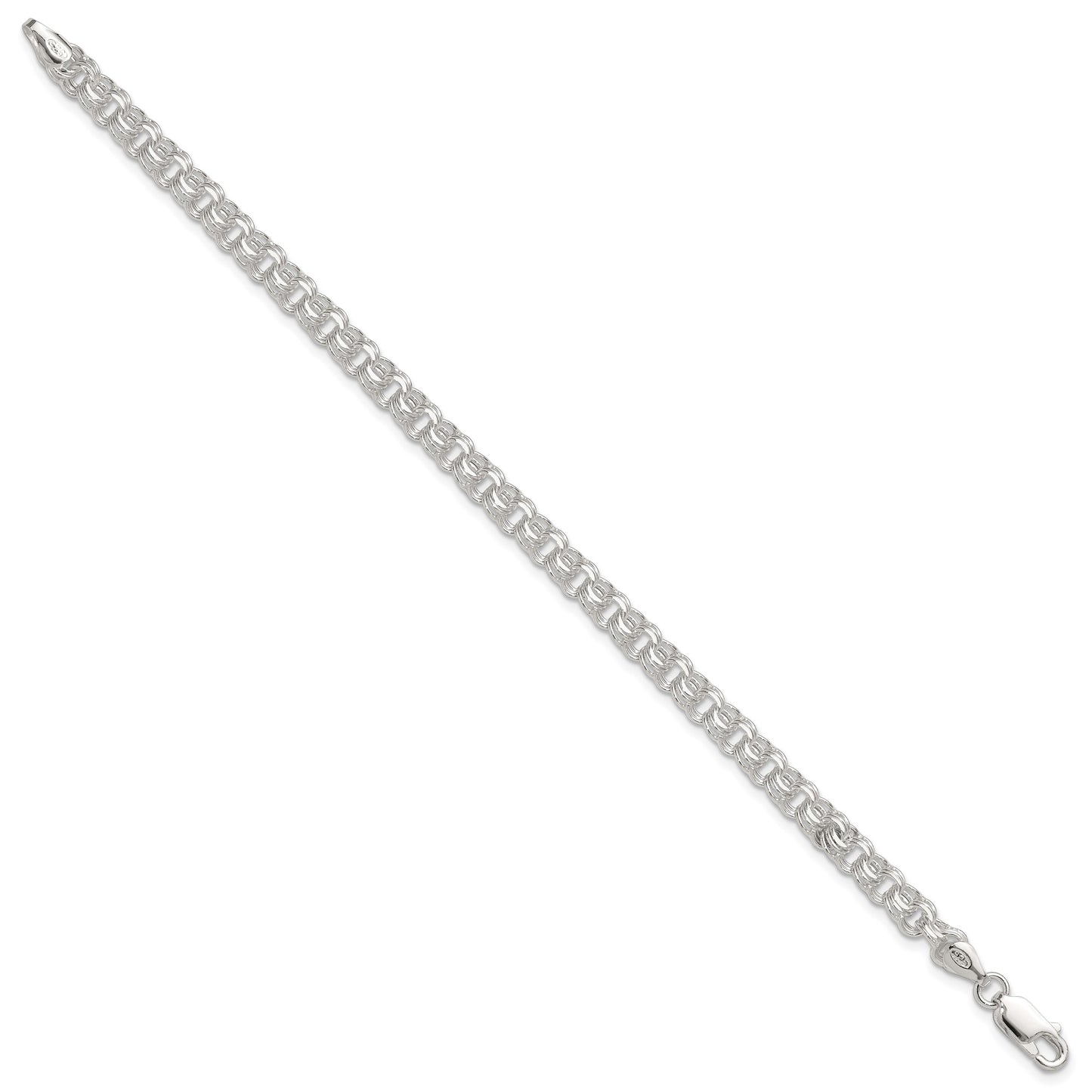 Sterling Silver Polished 5mm Triple Rolo Charm Bracelet