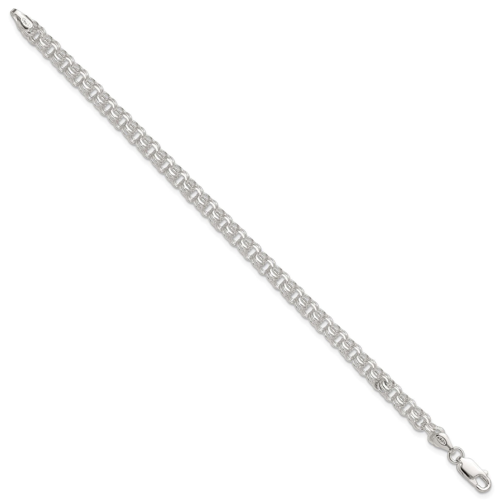 Sterling Silver Polished 5mm Triple Rolo Charm Bracelet