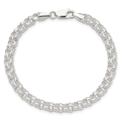 Sterling Silver Polished 5mm Triple Rolo Charm Bracelet