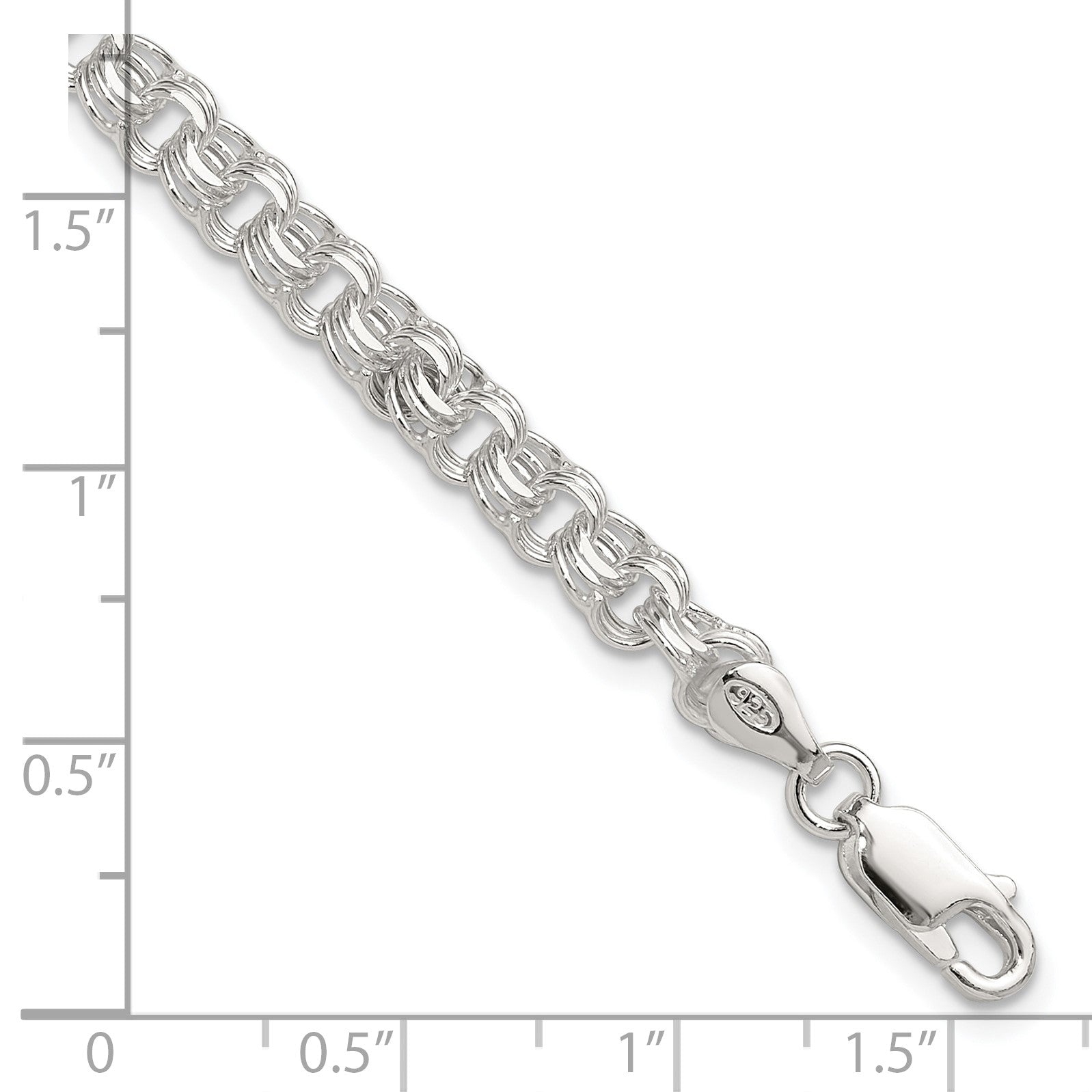 Sterling Silver Polished 5mm Triple Rolo Charm Bracelet