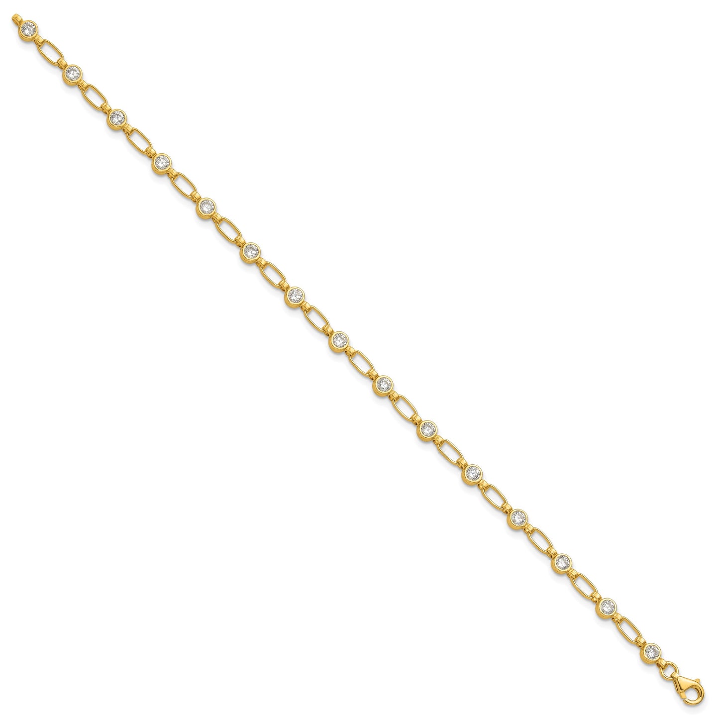 Sterling Silver Gold-tone Bezel CZ 7.5in  Bracelet