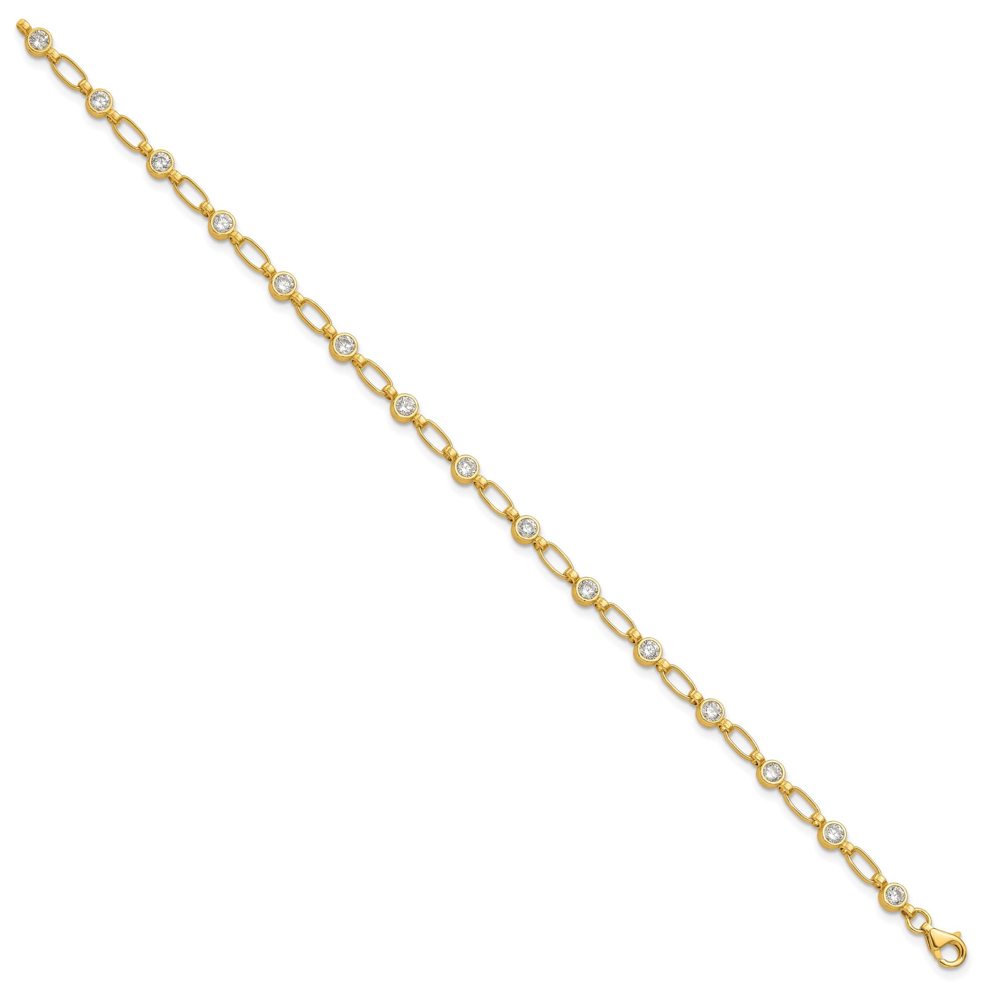 Sterling Silver Gold-tone Bezel CZ 7.5in  Bracelet