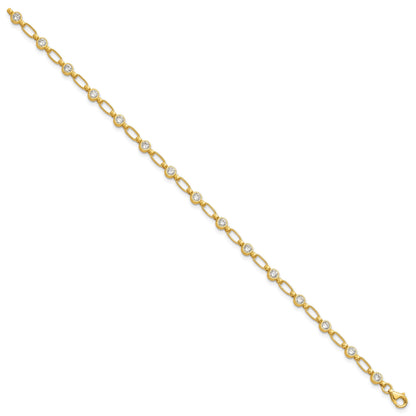 Sterling Silver Gold-tone Bezel CZ 7.5in  Bracelet