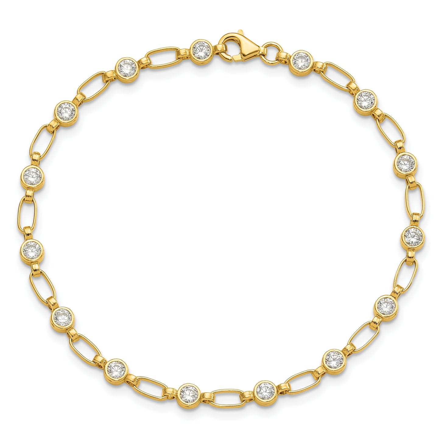 Sterling Silver Gold-tone Bezel CZ 7.5in  Bracelet
