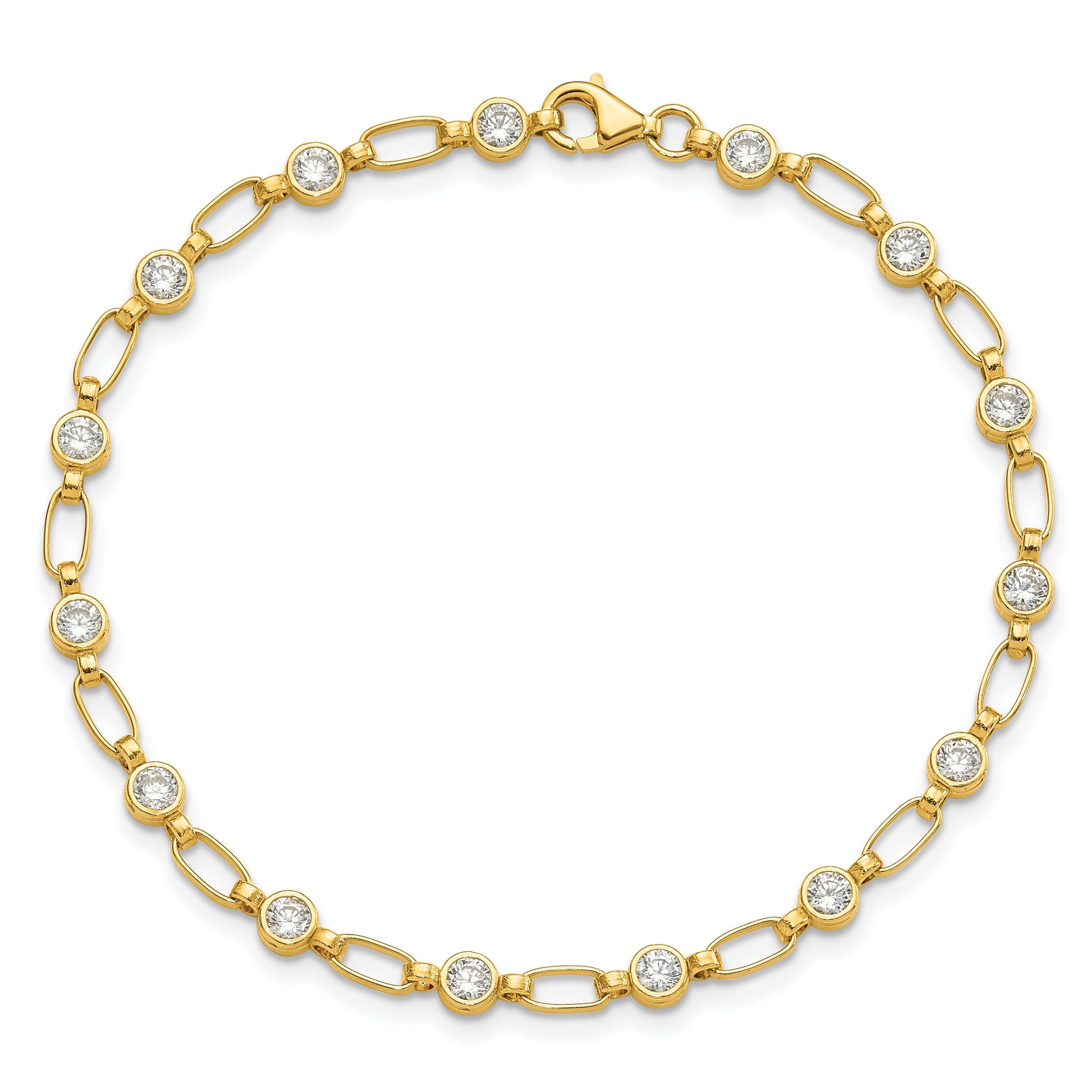 Sterling Silver Gold-tone Bezel CZ 7.5in  Bracelet