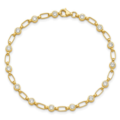 Sterling Silver Gold-tone Bezel CZ 7.5in  Bracelet
