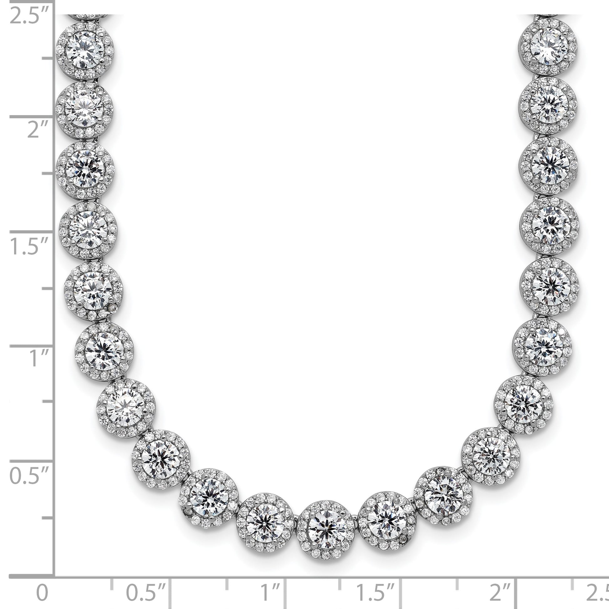 Sterling Silver Rhodium-plated Round Halo CZ Necklace
