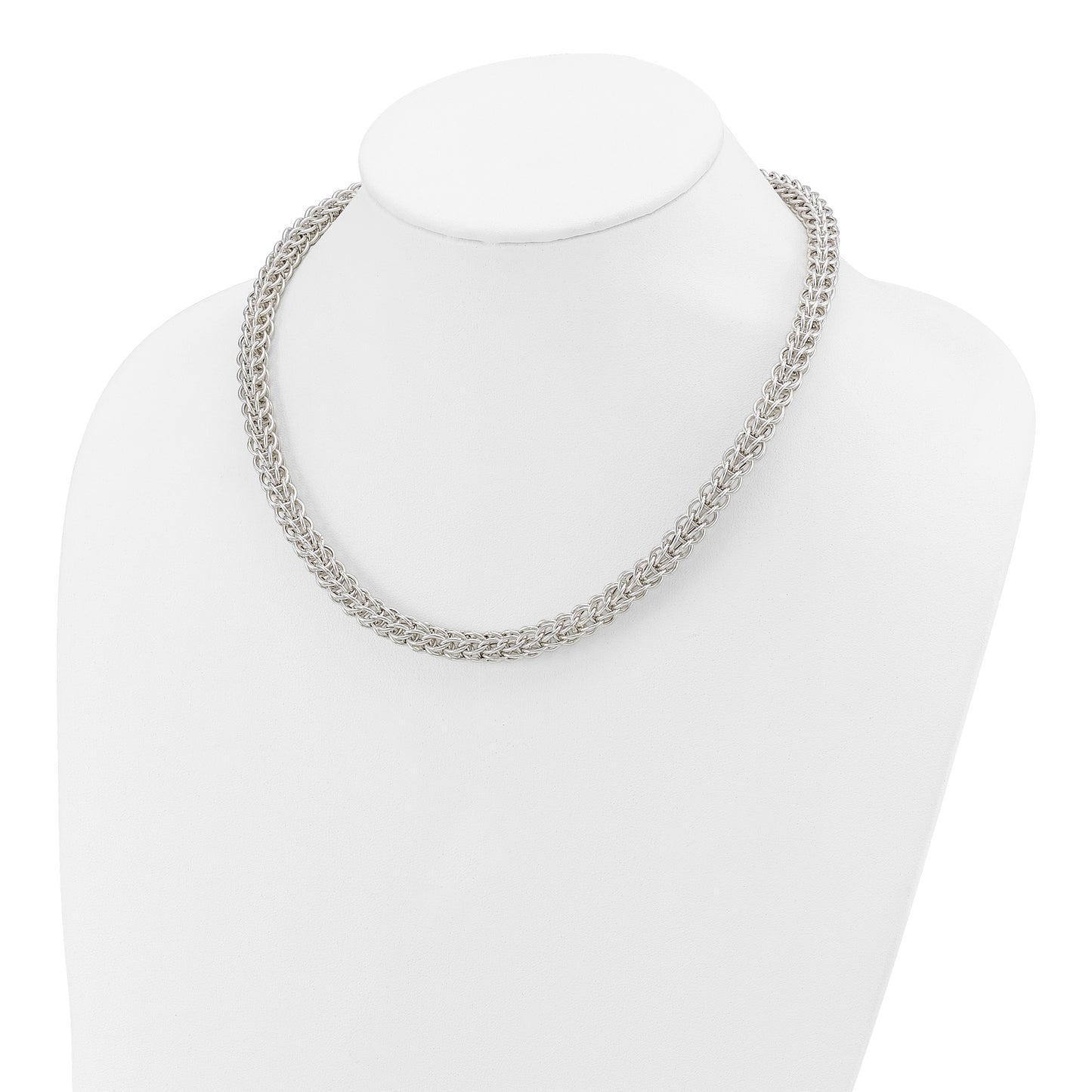 Sterling Silver Polished Fancy Circle Link 18.5in Necklace