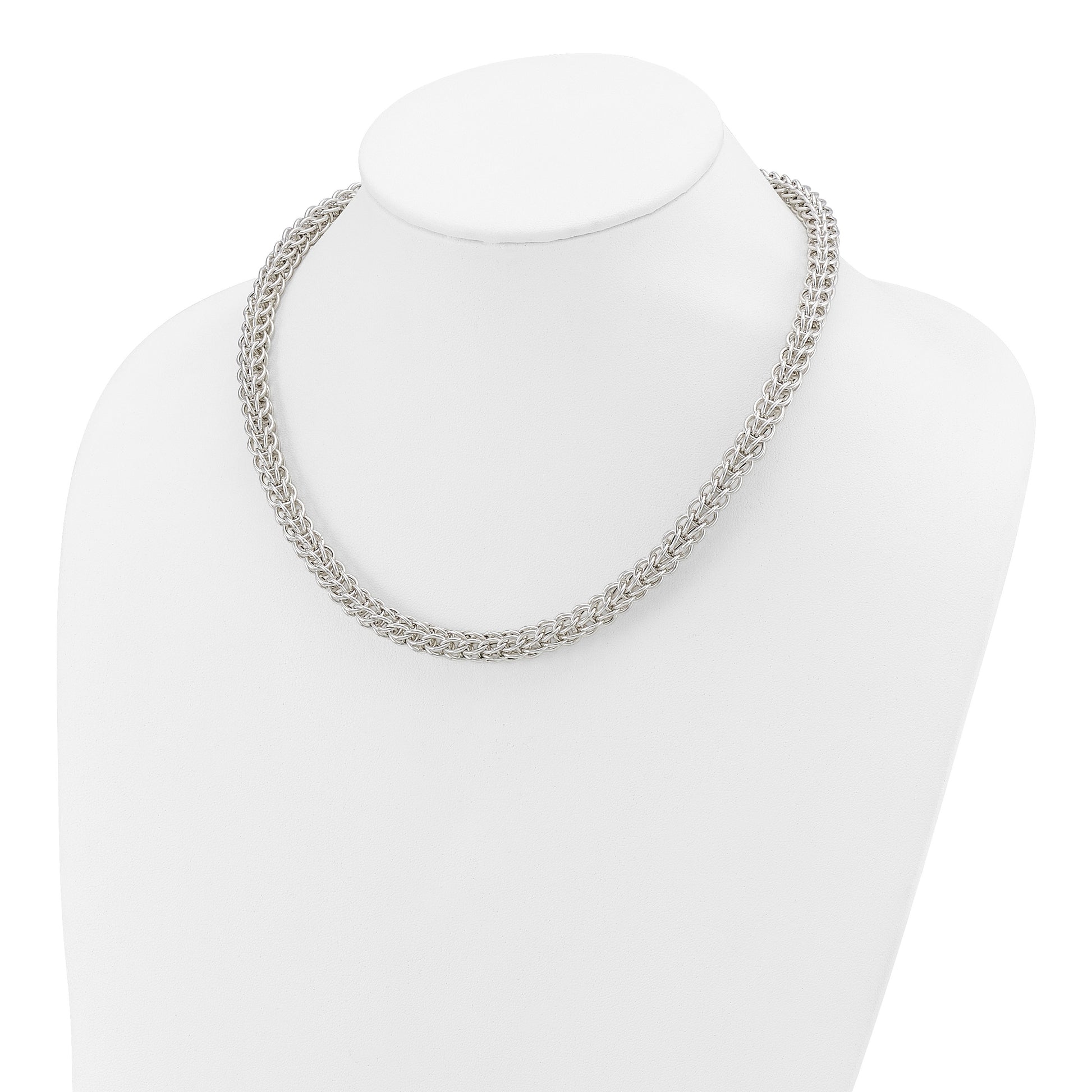 Sterling Silver Polished Fancy Circle Link 18.5in Necklace
